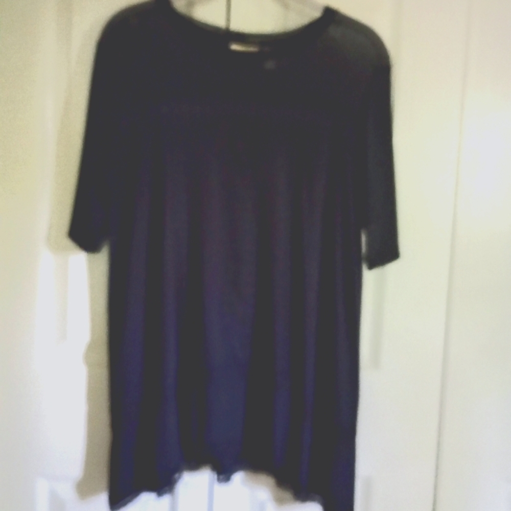 QVC Logo By Lori Goldstein Black Elbow Sleeve Top